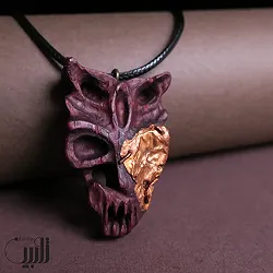 گردنبند صورت چوبی طرح مرد جغدی (تک نسخه)