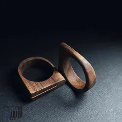 انگشتر چوبی مینیمال خط مس