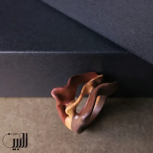 انگشتر چوبی طرح رقص موج ها (تک نسخه)
