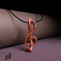 گردنبند چوبی مینیمال طرح نت سل موسیقی (تک نسخه)