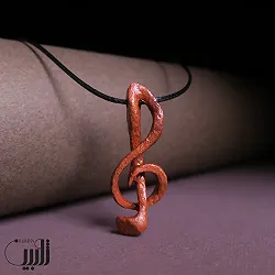 گردنبند چوبی مینیمال طرح نت سل موسیقی (تک نسخه)