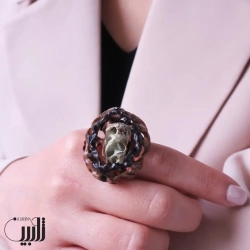 انگشتر چوبی کانسپت قارچ Galiella Rufa (تک نسخه)